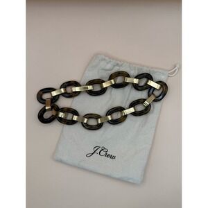 J.Crew Tortoise Resin and Gold Tone Chunky Link Statement Necklace with Dust Bag